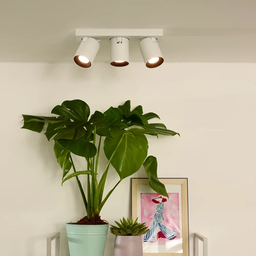 Lucide NIGEL - Spot plafond - LED Dim to warm - GU10 - 3x5W 2200K/3000K - Blanc - ambiance 1
